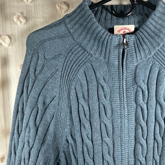 Brooks Brothers Men's Zip-Up Cable Knit Blue Sweater Size XL - Picture 3 of 8